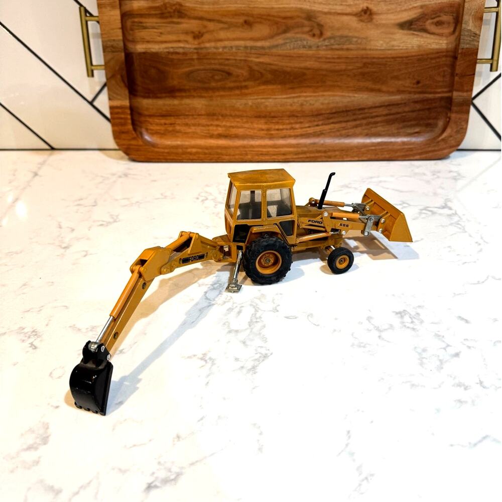 vintage Ertl Ford 555A Backhoe Loader toy shelf decor boy bedroom baby shower